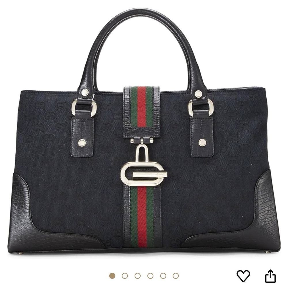Black Original GG Canvas Web Junco Tote Large